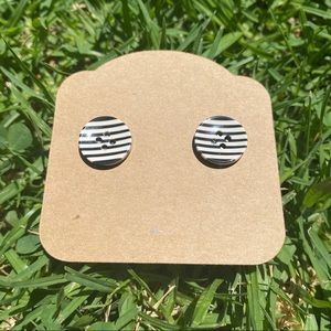 Black & White Striped Stud Earrings
